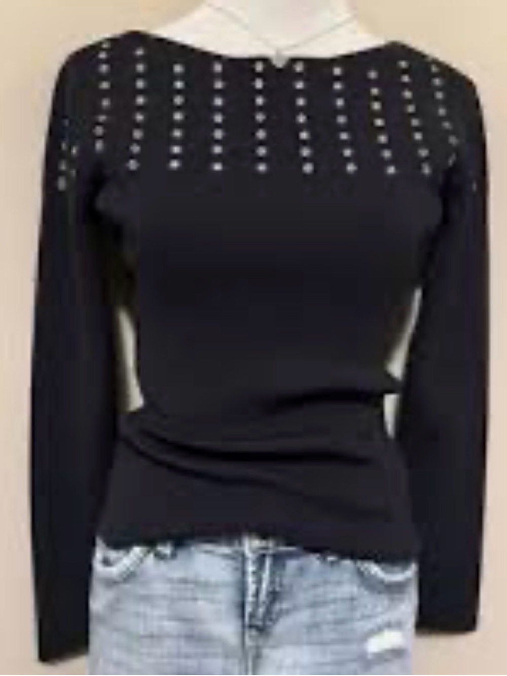 Harley-Davidson Black Off-the-Shoulder Stud-Trim Women's Sweater
